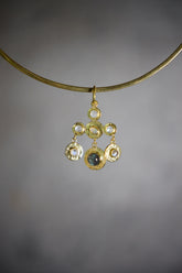 Blue Moonstone & Ethiopian Opal Pendant: 18K Gold-Plated Sterling Silver