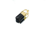 Himalayan Dravite Diamond pendant in 18k gold-plated sterling silver, shown on a white background with earthy brown crystal.
