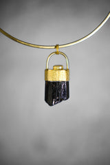 Himalayan Dravite Diamond Pendant 925 Silver 18k Gold Plated Brown Tourmaline Root Crown Chakra Gift