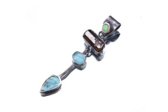 Opal Aquamarine Necklace: Sterling Silver, Cancer Scorpio Zodiac