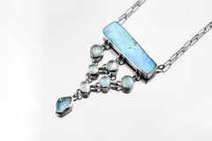 Opal Aquamarine Apatite Necklace: Sterling Silver Gemstone Pendant