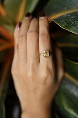 Gold Plated Pyrite Ring: Hammered Sterling Silver Band, Size 6.25