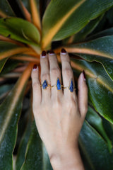 Lapis Lazuli Arrow Ring: Gold Plated Sterling Silver Band