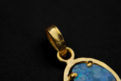 Opal Doublet Pendant: Hammered Sterling Silver, 18k Gold Plated