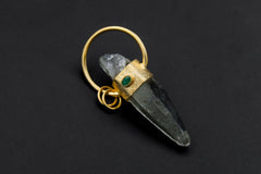 Double Terminated Citrine Quartz & Ethiopian Opal Sterling Silver Pendant - Gold Plated