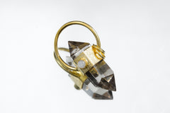 Citrine & Moonstone Pendant: Gold Plated Sterling Silver, Sand-Textured