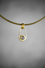 Rainbow Labradorite Sun & Moon Pendant: Boho Gold Plated Sterling Silver