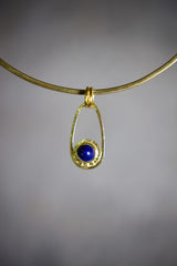 Lapis Lazuli Sun & Moon Pendant: Textured Sterling Silver, 18K Gold Plated