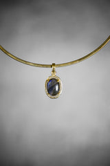 Madagascan Labradorite Pendant: 18k Gold Plated Sterling Silver, Third Eye Chakra