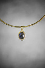Madagascan Labradorite Pendant 925 Sterling Silver 18k Gold Plated Claw Necklace Third Eye Chakra Gift