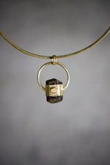 Brown Tourmaline & Ethiopian Opal Pendant: 18k Gold Plated Sterling Silver
