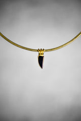 Onyx Triangle Pendant: 18k Gold-Plated Sterling Silver, Root Chakra