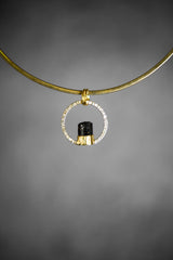 Himalayan Tourmaline Pendant: 18k Gold Plated Sterling Silver, Heart Chakra