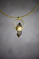 Citrine & Moonstone Pendant: Gold Plated Sterling Silver, Sand-Textured