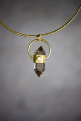 Citrine & Moonstone Pendant: Gold Plated Sterling Silver, Sand-Textured