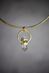 Lithium Quartz & Gemstone Pendant: 18K Gold-Plated Sterling Silver, Virgo Libra Zodiac