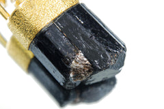Himalayan Dravite Tourmaline Pendant: Textured Sterling Silver, 18K Gold-Plated