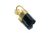 Himalayan Dravite Diamond pendant in 18k gold-plated sterling silver, shown on a white background with dark earthy crystal.