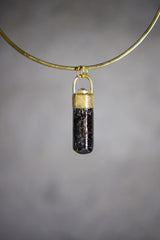 Himalayan Dravite Tourmaline Pendant: Sterling Silver, Sand Texture, 18K Gold-Plated