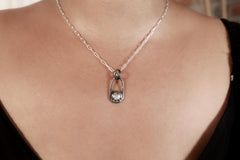 Oxidized Sterling Silver Moonstone Pendant: Boho Sun/Moon Jewelry