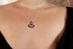 Madagascan Labradorite Pendant: Oxidized Sterling Silver, Hammered Claw Setting