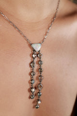 Multi-Crystal Sterling Silver Pendant: Opal, Rose Quartz, Aquamarine Necklace