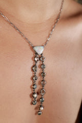 Opal Rose Quartz Aquamarine Herkimer Pearl Pendant 925 Silver Heart Crown Throat Chakra Spiritual Gift