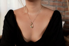 Rainbow Labradorite Sun & Moon Pendant: Boho Gold Plated Sterling Silver
