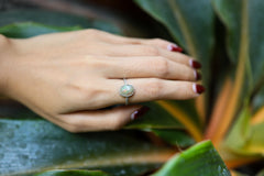 Ethiopian Opal Ring: Hammered Sterling Silver Band, Size 5 3/4