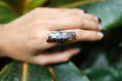 Oxidized Sterling Silver Smoky Citrine Ring: Australian Quartz, Size 6