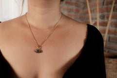 Madagascan Labradorite Pendant: 18k Gold Plated Sterling Silver, Third Eye Chakra