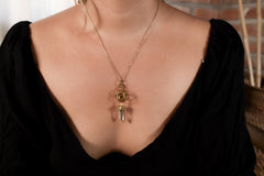 Gold Plated Lemurian Quartz & Moonstone Pendant: Sterling Silver Chakra Jewelry