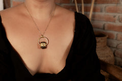 Brown Tourmaline & Ethiopian Opal Pendant: 18k Gold Plated Sterling Silver