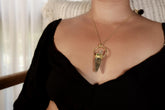 Double Terminated Citrine Quartz & Ethiopian Opal Sterling Silver Pendant - Gold Plated