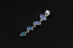 Herkimer Diamond & Australian Opal Pendant: Hand-Textured Sterling Silver