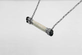 Black Tourmaline & Bone Pendant: Oxidized Sterling Silver, Root Chakra