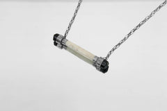 Black Tourmaline & Bone Pendant: Oxidized Sterling Silver, Root Chakra