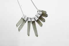Smoky Citrine Quartz Pendant: Hammered Sterling Silver Snake Chain Necklace