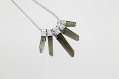 Smoky Citrine Phantom Quartz Pendant: Hammered Sterling Silver Snake Chain