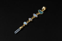 Gold-Plated Sterling Silver Pendant: Zircon, Aquamarine, Opal, Moonstone