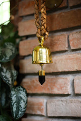 Smoky Quartz Hindu Prayer Bell: Bronze with 18k Gold