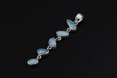 Australian Opal Zircon Pendant 925 Sterling Silver Organic Texture Five Opal Droplets Crown Chakra Gift