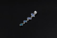 Herkimer Diamond & Australian Opal Pendant: Hand-Textured Sterling Silver