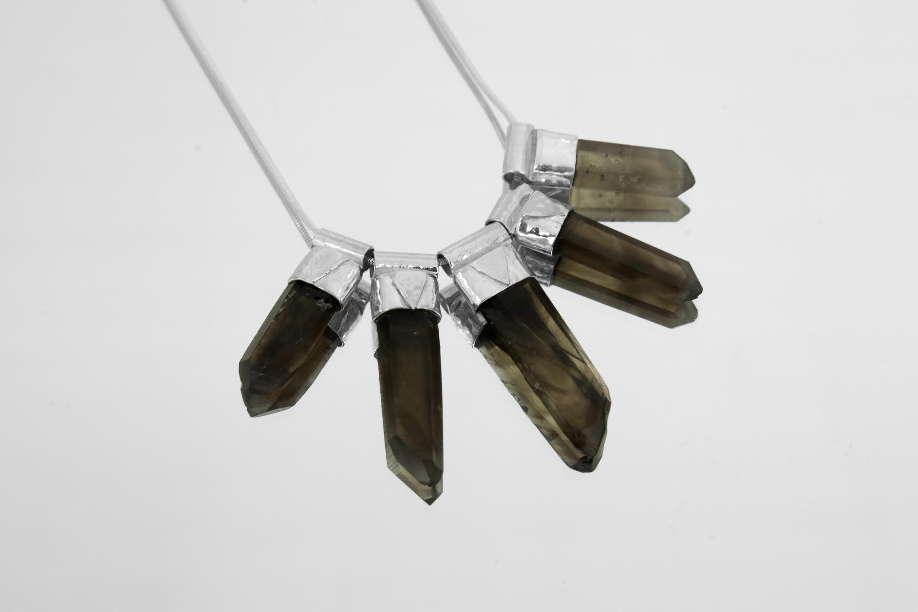 Australian Smoky Citrine Quartz Pendant 925 Sterling Silver Snake Chain Phantom Crystal Stack Jewelry