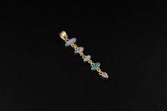 Opal Doublet Pendant: Blue Moonstone, White Zircon, 18k Gold-Plated Sterling Silver