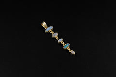 Australian Opal Moonstone Necklace 18k Gold Plated Sterling Silver White Zircon Herkimer Diamond Gift