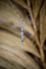 Australian Opal Zircon Pendant: Sterling Silver, Moonstone & Aquamarine