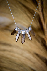 Smoky Citrine Phantom Quartz Pendant: Hammered Sterling Silver Snake Chain