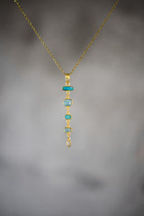 Gold-Plated Sterling Silver Gemstone Pendant: Zircon, Aquamarine, Opal, Moonstone