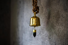 Smoky Quartz Hindu Prayer Bell: Bronze with 18k Gold